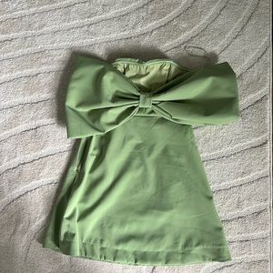 Sage Green Strapless Statement Dress